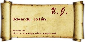 Udvardy Jolán névjegykártya